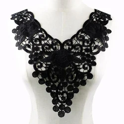 1Pc Black White Embroidered Fabric Flower Venise Lace Sewing Applique Lace Collar Neckline Collar Applique Accessories BW047