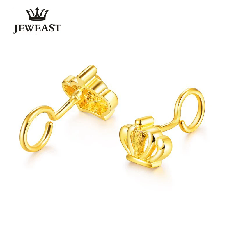 XXX 24K Pure Gold Crown-shape Gold Earrings Queen 999solid gold jewelry fine top hot selling 2023 new woman gift for self A Pair