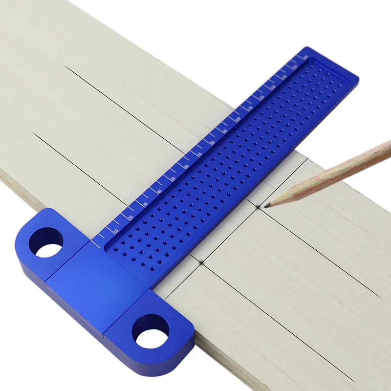 Woodworking T Ruler 160mm Aluminum Alloy Marking Gauge Hole Positioning Crossed Line Scriber Carpenter Measuring Tools