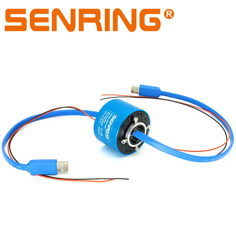 Through hole USB slip ring with 2 circuits 10A hollow shaft 12.7mm