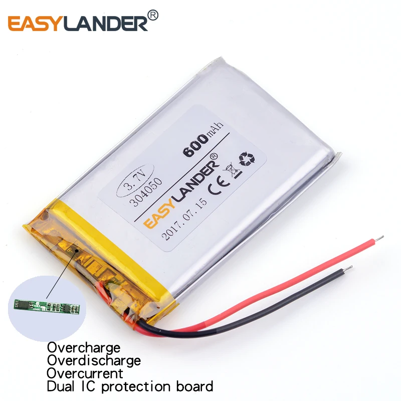 304050 3.7V 600mAh Rechargeable Lithium Li-ion Li Polymer Battery For GPS Bluetooth Tablet PC navigation E-book 284050