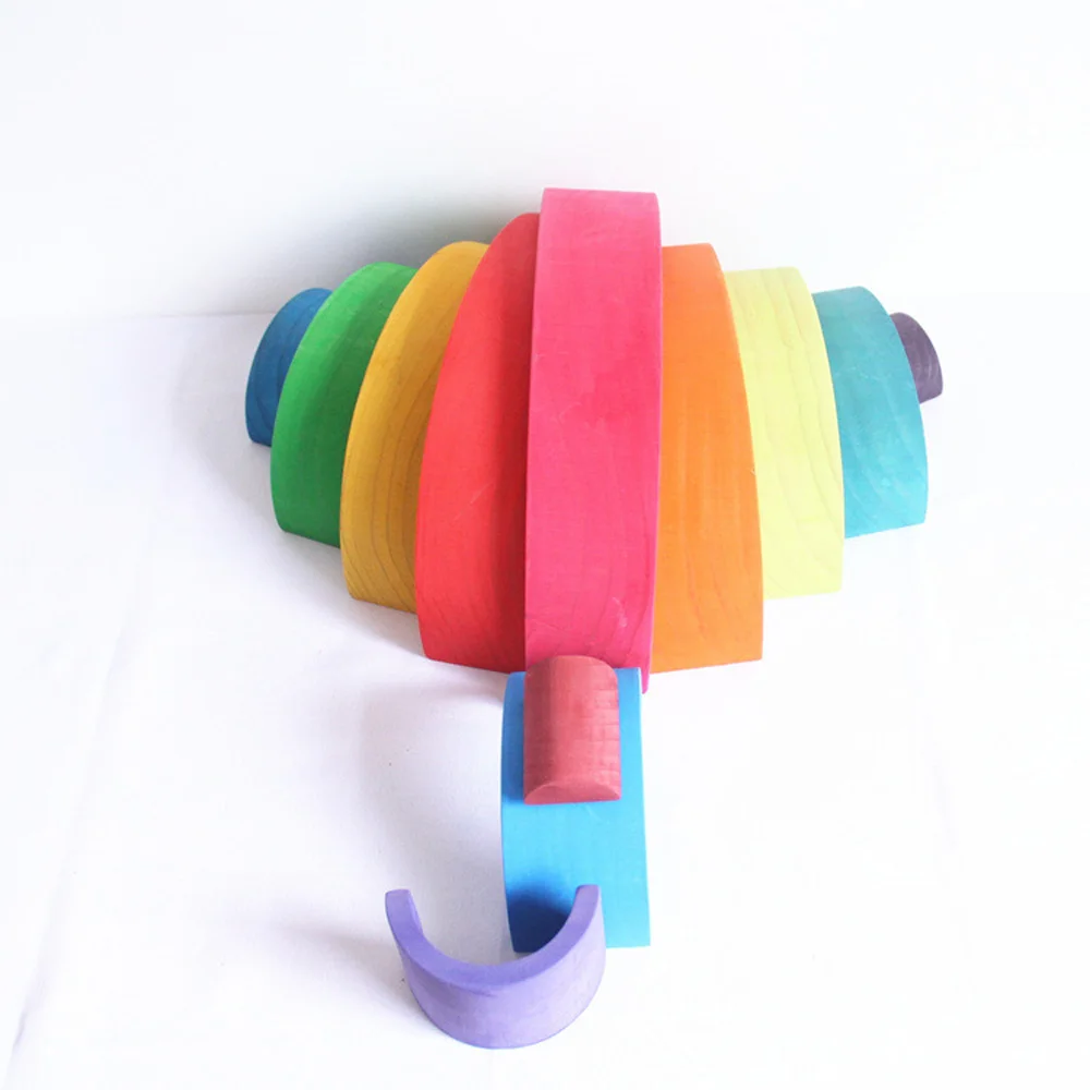 12 Pcs/Lot Baby Toys Rainbow Blocks Wooden Arcoiris Stacker Nesting Puzzle Creative Montessori Building Blocks Educational Toys