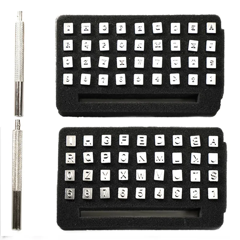 

74Pcs Alloy Steel Temp Leather Craft Tool Embossing Burning Carving Stamping Pyrography Engrave Tools Kit Letter Number 4/6mm