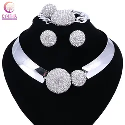 New Luxury Maxi Women Bijoux Jewelry Crystal Statement Alloy Necklaces Collar Choker Bib Pendants jewelry set necklace ring