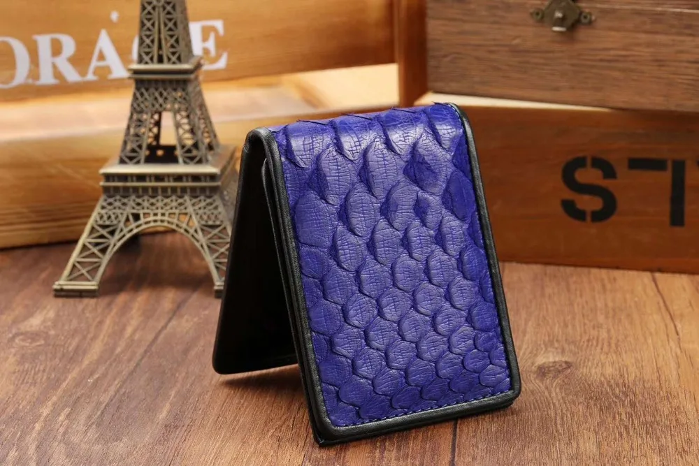 2018 new genuine python skin snake leather bank credit card license ID case holder cash money wallet purse free ship beige blue