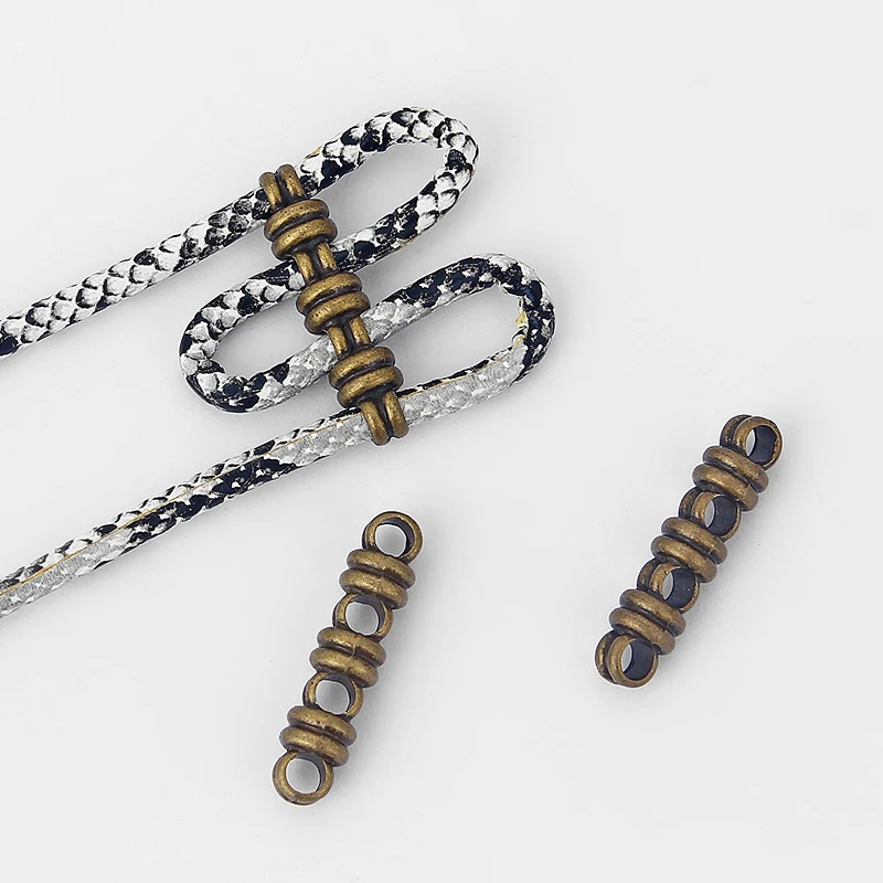 10pcs Bronze/Gold/Silver Color 2/3/4/5 Holes Slider Spacer Beads Connectors For 3mm Round Cord Jewelry DIY Making Findings