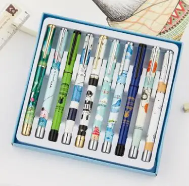 

Ten pcs fountain pens primary school students use cartoon characters to write calligraphy children's set of pens