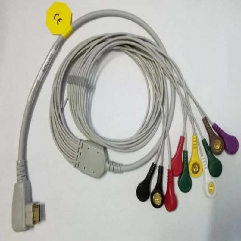 

New Compatible with DMS300-4A Holter Cable One Piece 10 Leads , 24 Hour Dynamic Holter Cable 10 Leads, Snap End AHA Use