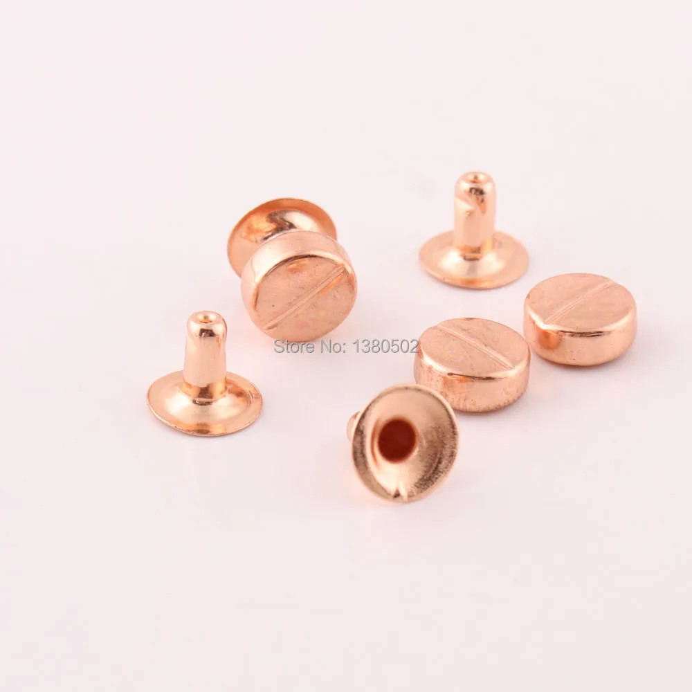 50sets/lot 8*8mm Rose Gold Color  Double Cap Rivets  Button For Bag Garment Decoration