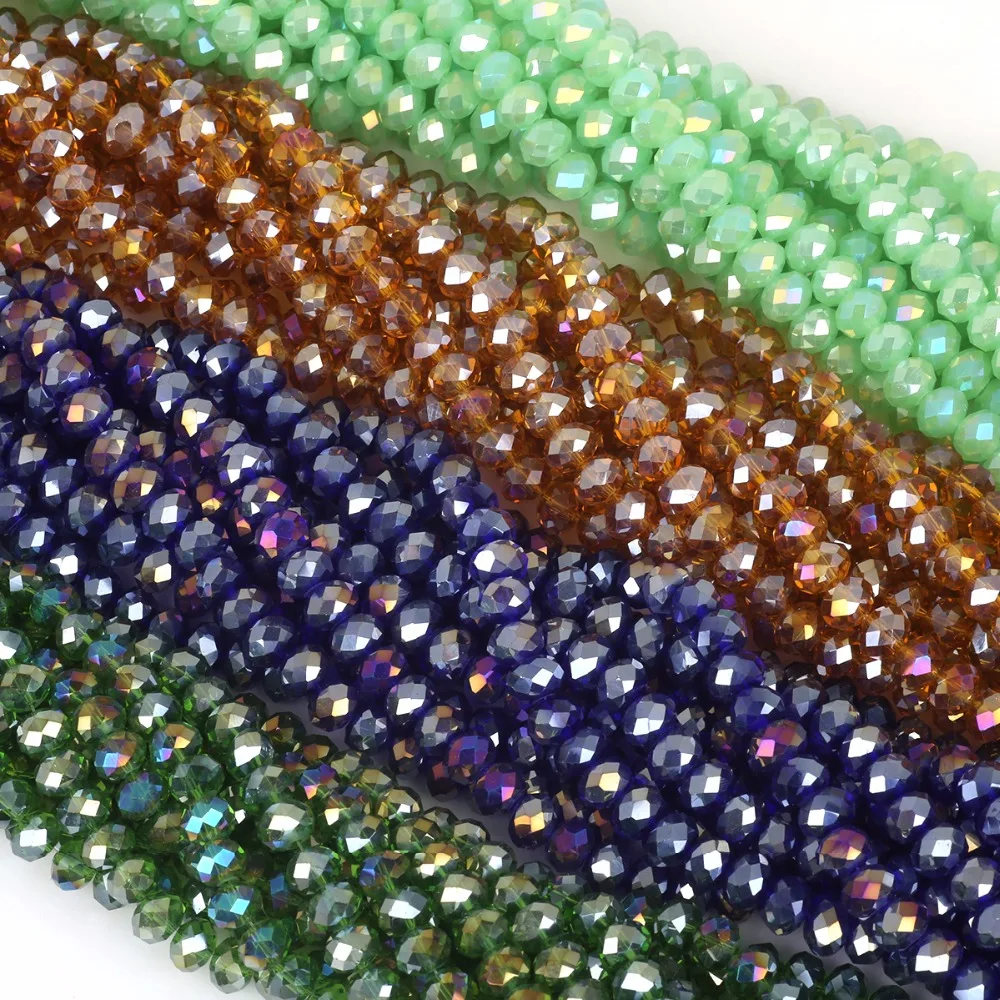 Wholesale 2/3/4/6/8mm Bicone Crystal Beads AB Color Cut Faceted Round Glass Beads for Jewelry Making Bracelet Accessories