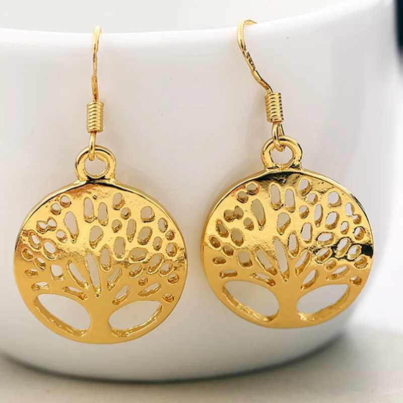 2023 Popular Tree of Life Round Pendant Necklace earrings set  Tree of Life Bijoux Collier Elegant Women\'s Jewelry Gift