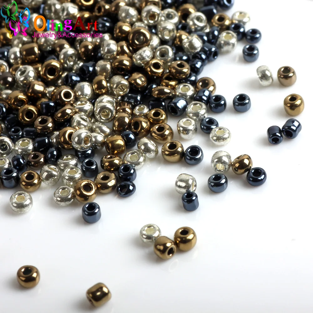 OlingArt AAA 4MM 350pcs Metal mixed multicolor Glass Seed beads Spacer Bead women earrings Bracelet necklace jewelry making