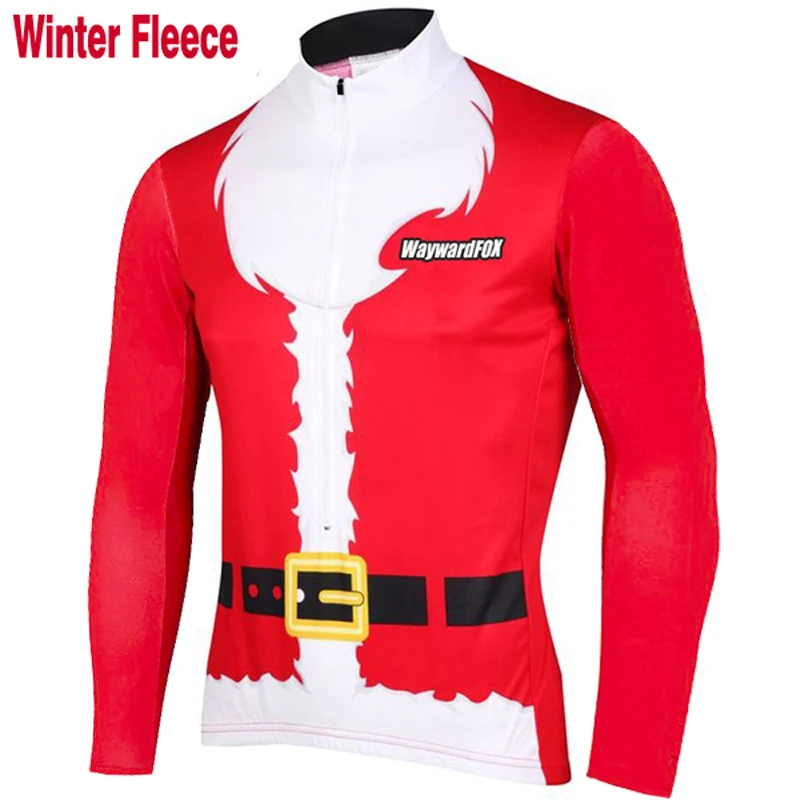 

NEW santa Christmas red long sleeve cycling jersey Winter Fleece & no Fleece cycling clothing wear ropa ciclismo maillot