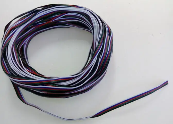 10m~50m 5Pin 22AWG/20AWG/18AWG Extension Wire Cable White/Blue/Red/Green/Black Led extend wire For RGBW 5050 3528 Stirp Light