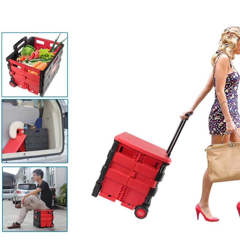 Boîte de rangement pliable pour voiture, valise à roulettes à coque dure, valise de voyage de grande capacité, sac à roulettes