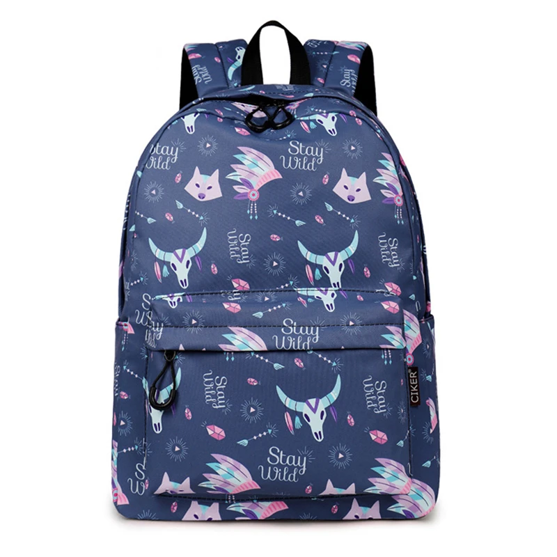 2023 New Waterproof Backpack For Women Cute Fox Printing Backpack Student Cartoon School Bags Large Size Laptop Bookbag MN1401