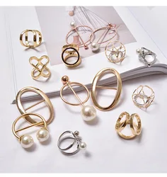 1 PCS Fashion Scarf Ring Wild Pearl Silk Scarf Buckle Clothing Angle Knot Square Scarf Button Scarf Accessories