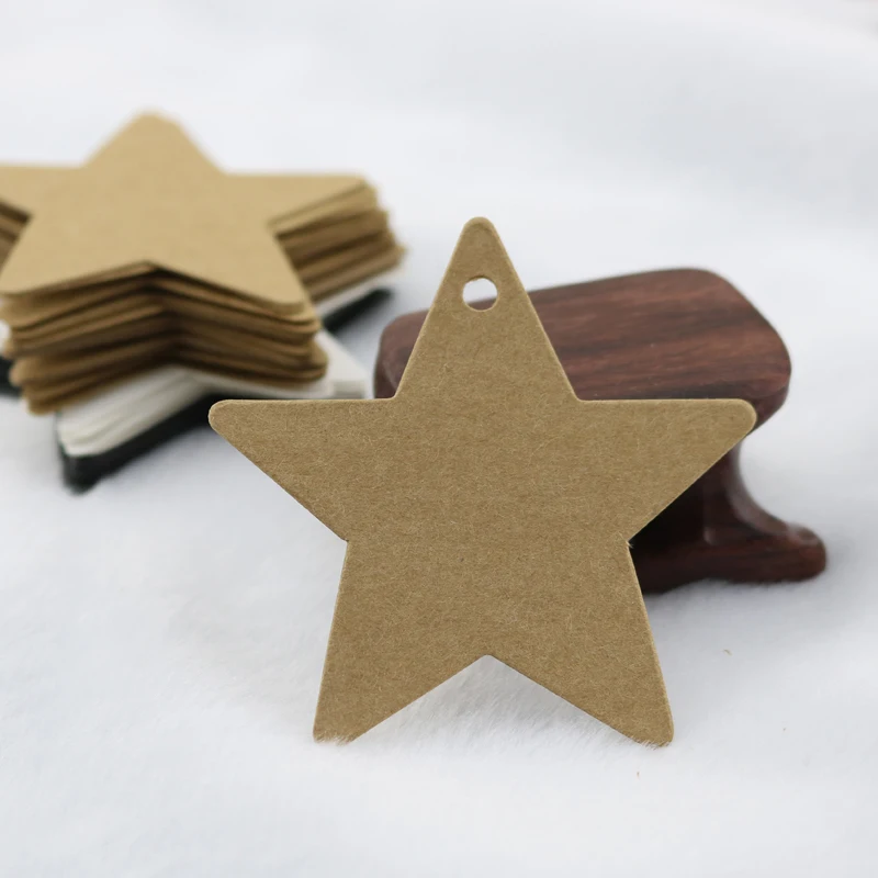 100Pcs 6x6m Kraft Paper Card Hang Tag Star Shape Jewelry Display Packaging Crads Favor Marking Garment Prices Label Tags