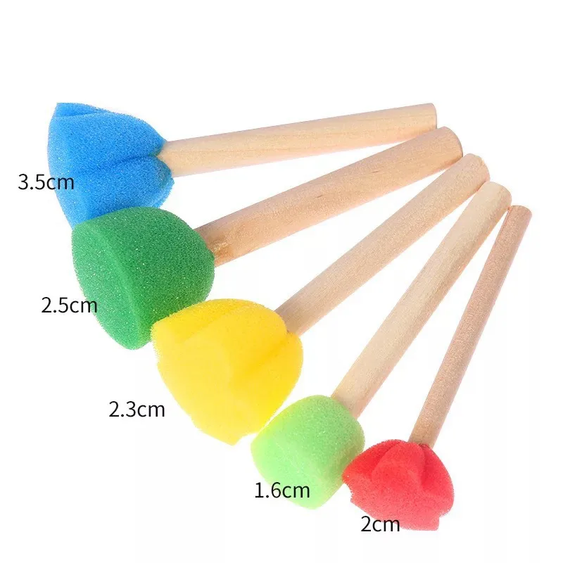 5Pcs/Lot Creative Sponge Brush Children Art DIY Painting Tools Baby Funny Colorful Flower Pattern Drawing Toys Gift