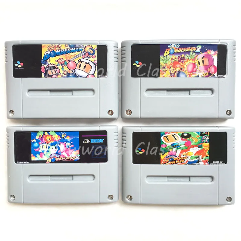 Super Bomberman Series 1 2 3 4 5 for 16 Bit Video Game Cartridge Compilation Card for EUR/PAL Version Game Console