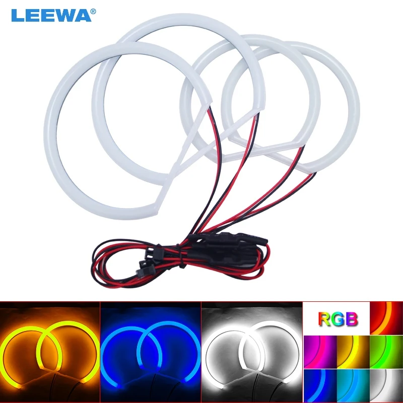 LEEWA 2X131mm 2X106mm Car Auto Halo Rings Cotton Lights SMD LED Angel Eyes for E46/5 E46 Compact(2000-2004) E83/X3 DRL White