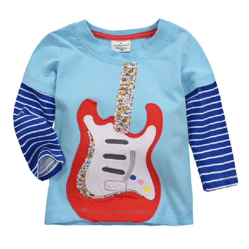 Hooyi Boys T-Shirts Long Sleeve Spring Autumn Baby Girls t shirt Tops 100% Cotton children Tee Shirt kids blouses Clothes