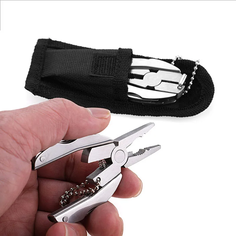 Pocket Multi-tools Plier Mini Portable Folding Multifunction Plier Clamp Keychain Screwdriver Hiking Camping Equipment EDC Tool