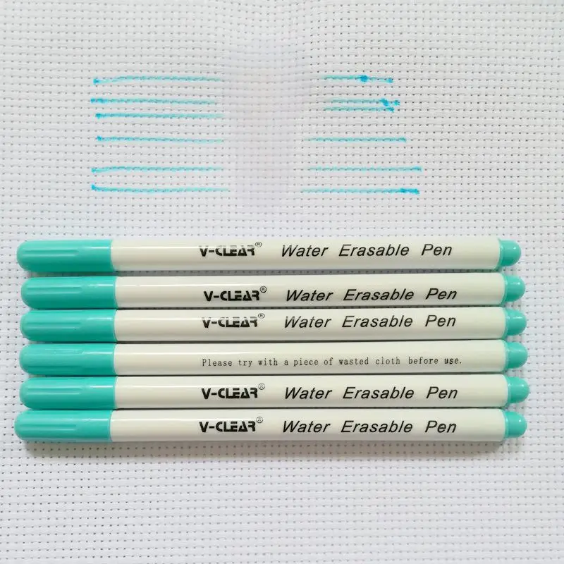 VCLEAR Blue Color Water Erasable Marking Pen 6pcs Washable Pen Textile Apparel Water Erasable Cross Stitch Tailor Marker Pen