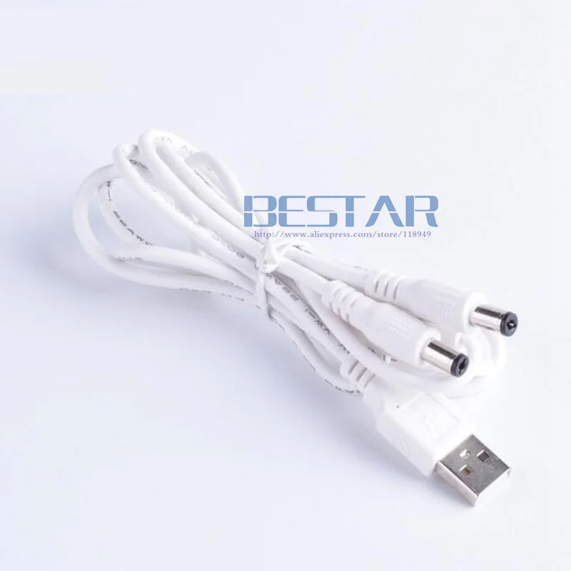 1M USB TO DC 5.5*2.1 Jack 1 IN 2 Out Power charging cable dc 5.5 2.1 mm male to male Plug Cable 3FT for LED Light Controller