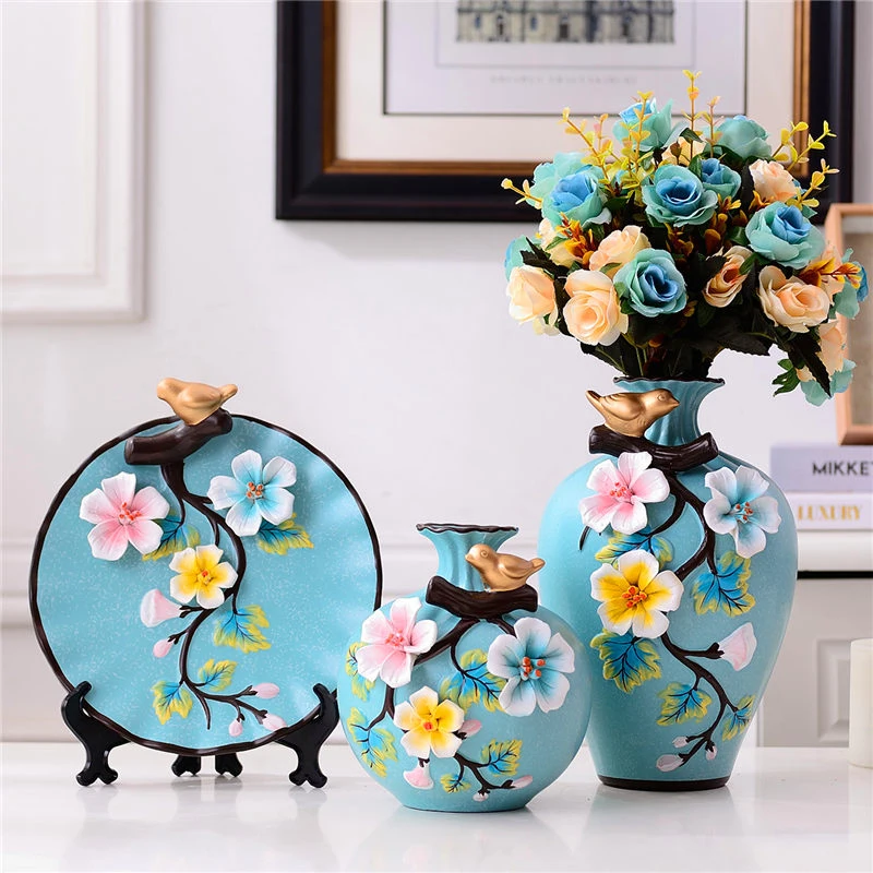 

Modern ceramics Vase Creative Tabletop 3-piece Multicolor vases Dried flowers nordic wedding home decorative crafts