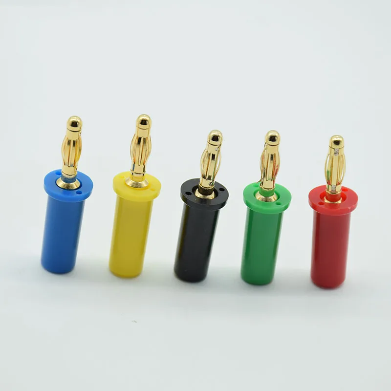 5pcs Pure copper gold plating 4 mm banana plug large current high voltage banana head connector terminal audio, horn