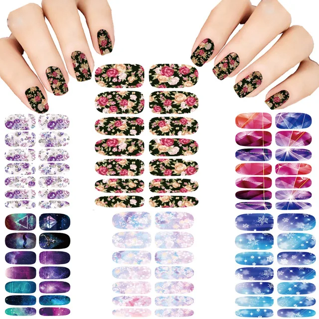 Wholesale 1000packs New 2nd Generation Nail Art Sticker Water Transfer Full Tips Finger Foil Nail Wrap free DHL/EMS shipping