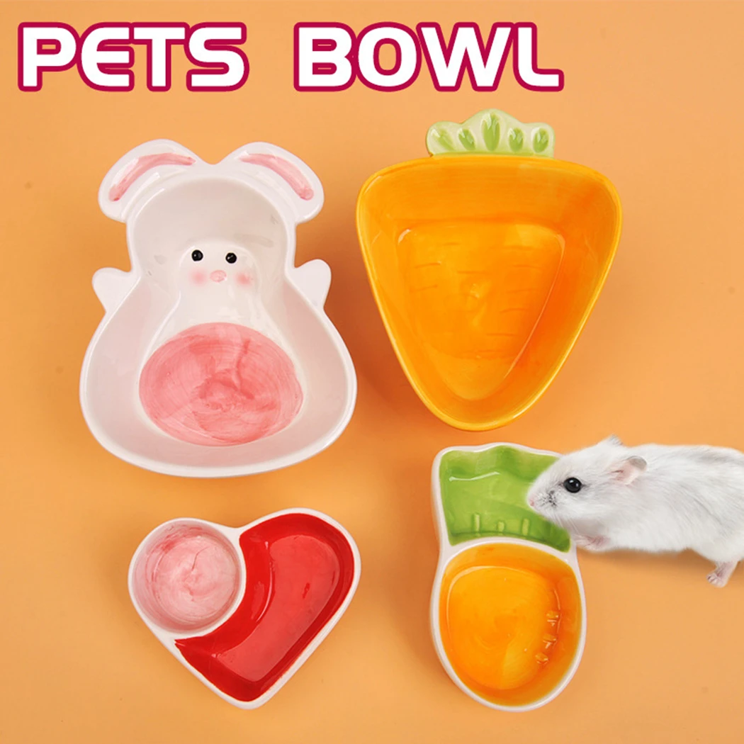 Cute Cartoon Carrot Rabbit Shape Ceramic Bowl Food Water Feeding Bowls For Small Animals Hamster Chinchilla Pet Feeding Supplies