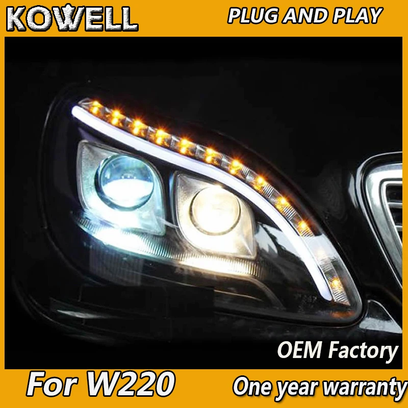 

KOWELL Car Styling for Benz S-Class W220 S280 S320 S500 S600 S350 1999-2005 years Headlights fit 2002-2005 year HID/Xenon models