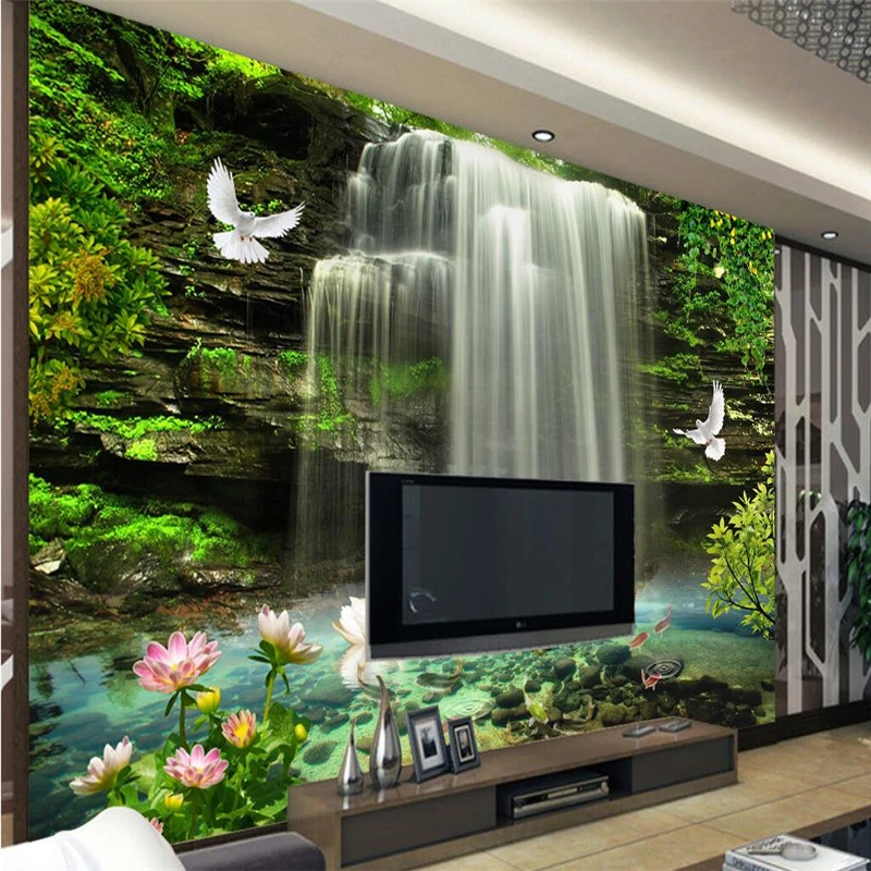 beibehang 3d Wallpaper Mural Wall Stickers Natural Aesthetic Falls TV Walls wallpaper for walls 3 d papel de parede