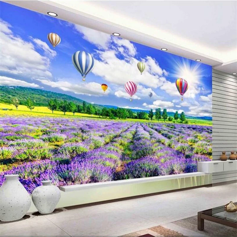 

Custom Wallpaper mural European Lavender Flower Sea TV Backdrop Living Room Bedroom Mural wallpaper for walls 3 d