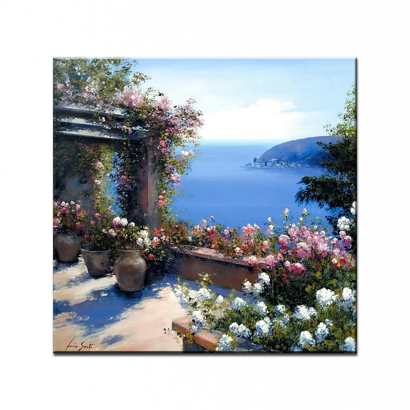 100% hand-painted oil painting high quality landscape pictures for living room knife painting   DM15110318