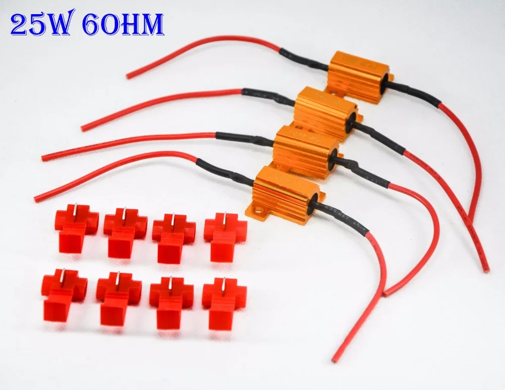 

50PCS 25W 6ohm Gold Fuse LED Bulbs High Power Fog Turn Brake Signal Load Resistor Wiring Canbus No Error Fix Flash Blink Hyper