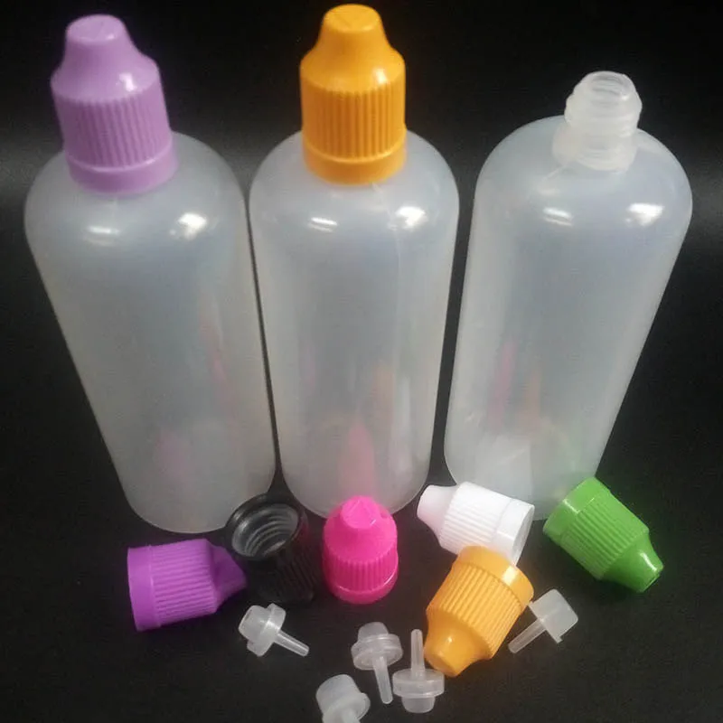 

50pcs New Style 120ml Empty Needle Bottle PE Plastic Dropper Bottles With Childproof Cap E Liquid Bottle