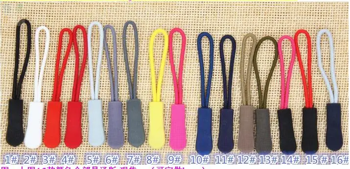 1000pcs injection molding Zip Puller with string Zipper Pulls Cord Replacement fastener Slider Jacket Backpack