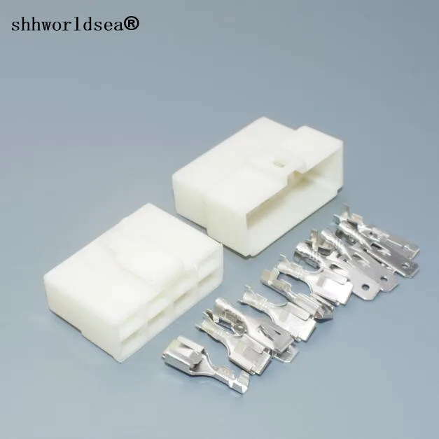 Shhworldsea 100Sets 8 Pins Way  8P Male Female Electrical Connectors 6.3mm Terminal for Motorcycle Car Scooter Boat