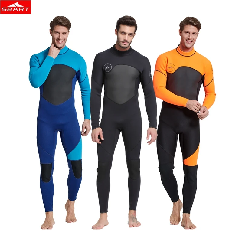 SBART Men 3mm Neoprene Diving Suit Warm Keeping Patchwork Soft Wetsuit Rash Guards Swimwear Long Sleeve Spearfishing Snorkeling