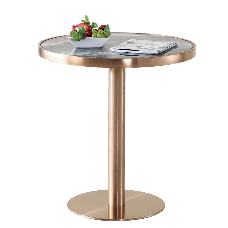 

Brass Gold-Plated Brushed Tea Table ,Marble Stainless Steel Reception Desk Bar Table ,Modern Side Coffee Table