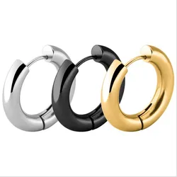 HE37 Titanium Hoop Earrings Circle Inner Diameter 16mm 316l Stainless Steel Earring IP Plating No Fade Allergy Free