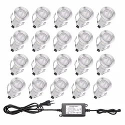 20-Pack Mini Led Dekverlichting Buiten Patio Decoratie Verlichtingsarmaturen Dc 12V Ip67 Waterdicht Inbouwdek Trap Schijnwerper