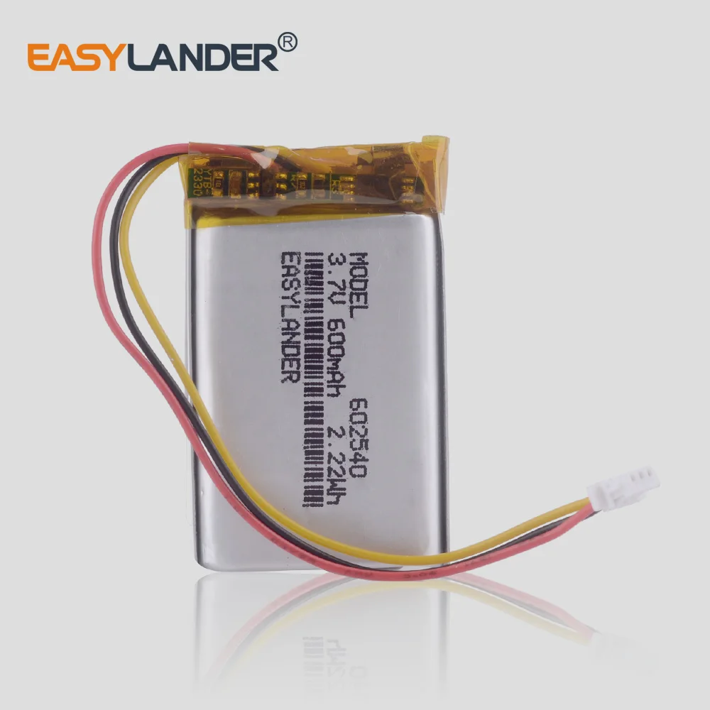 602540 3.7V 2.2wh 600mAh Rechargeable Lithium Li-ion Polymer Battery for tachograph mp3 GPS PSP papago DVR MIO MiVue 358 062540