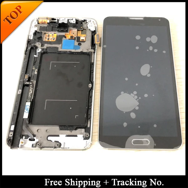 Tracking No. 100% tested AMOLED For Samsung Note 3 LCD N9005 N900A Display LCD Screen Touch Digitizer Assembly with frame