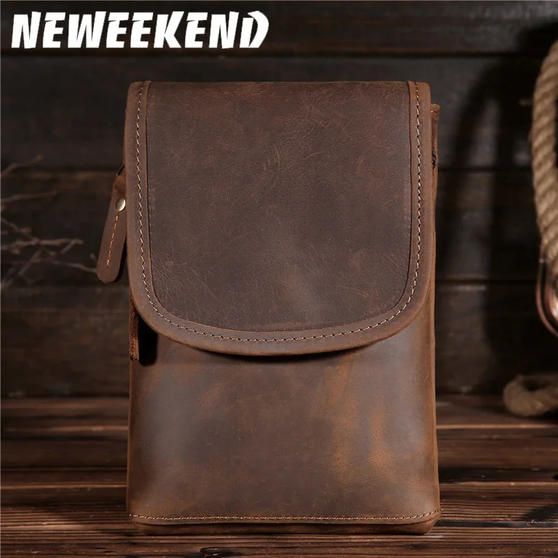 Fanny Waist Bag Men Genuine Leather Belt Bum Leg Hip Packs for Men Mini Multi Phone Box Wallet and Purse Outdoor Coin Card Pouch