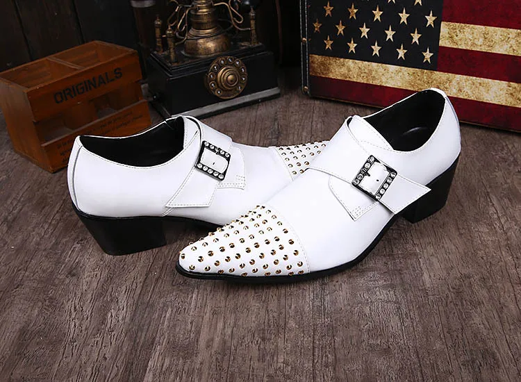 ntparker-Italian Style Handmade Men Shoes Formal White Leather Wedding Man Shoes White High Heel Business Dress Men Shoes