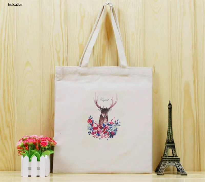 

100 pcs Size 36cm*31cm Customized Logo Colors Print Company Black Tote Bag Fashion Eco Green Cotton Canvas Shopping Bags